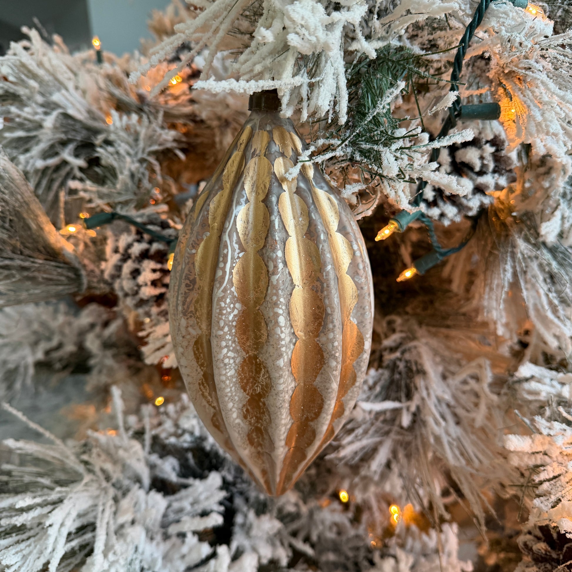 Silver and Gold Drop Ornament 9 Inch - Christmas Tree Decor