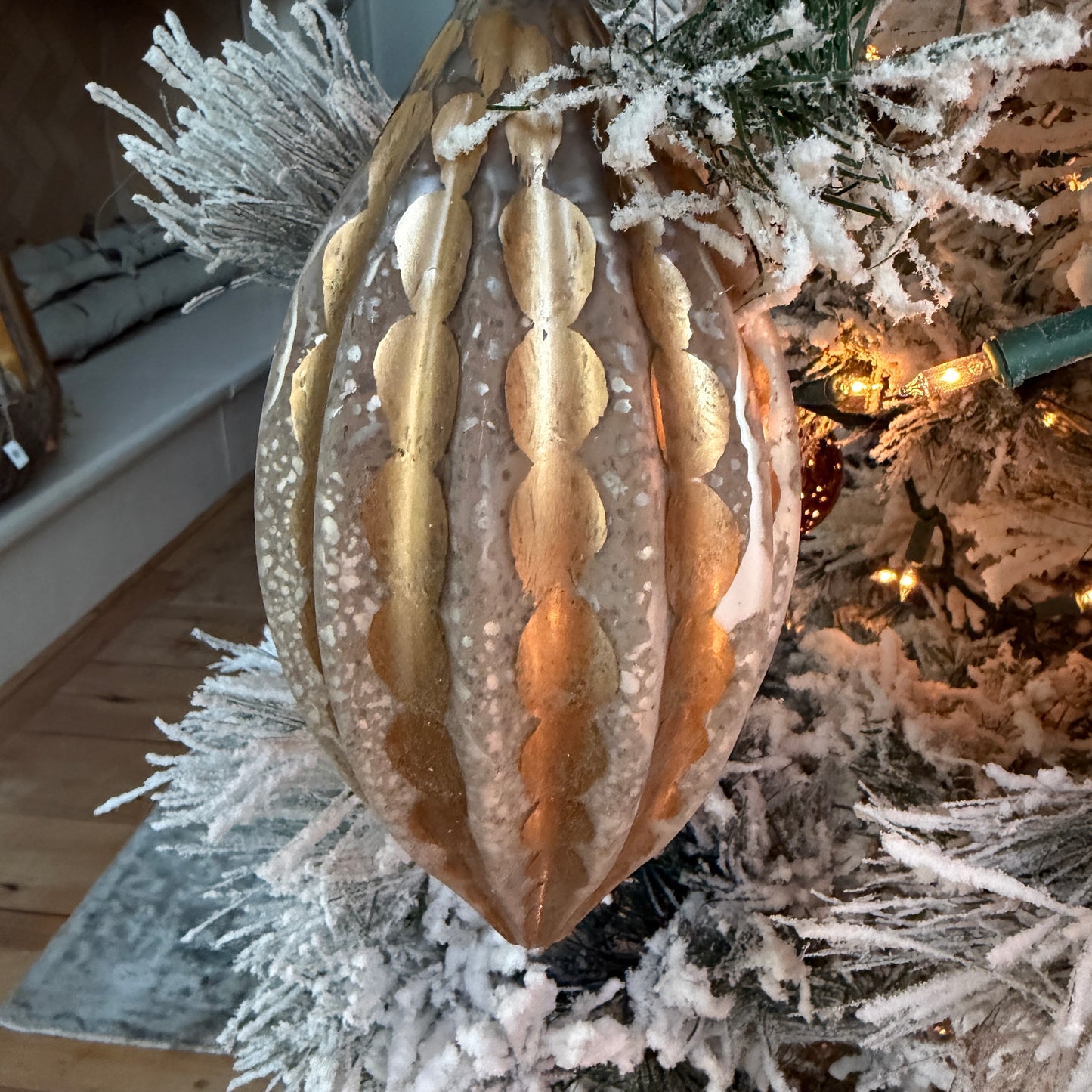 Silver and Gold Drop Ornament 9 Inch - Christmas Tree Decor