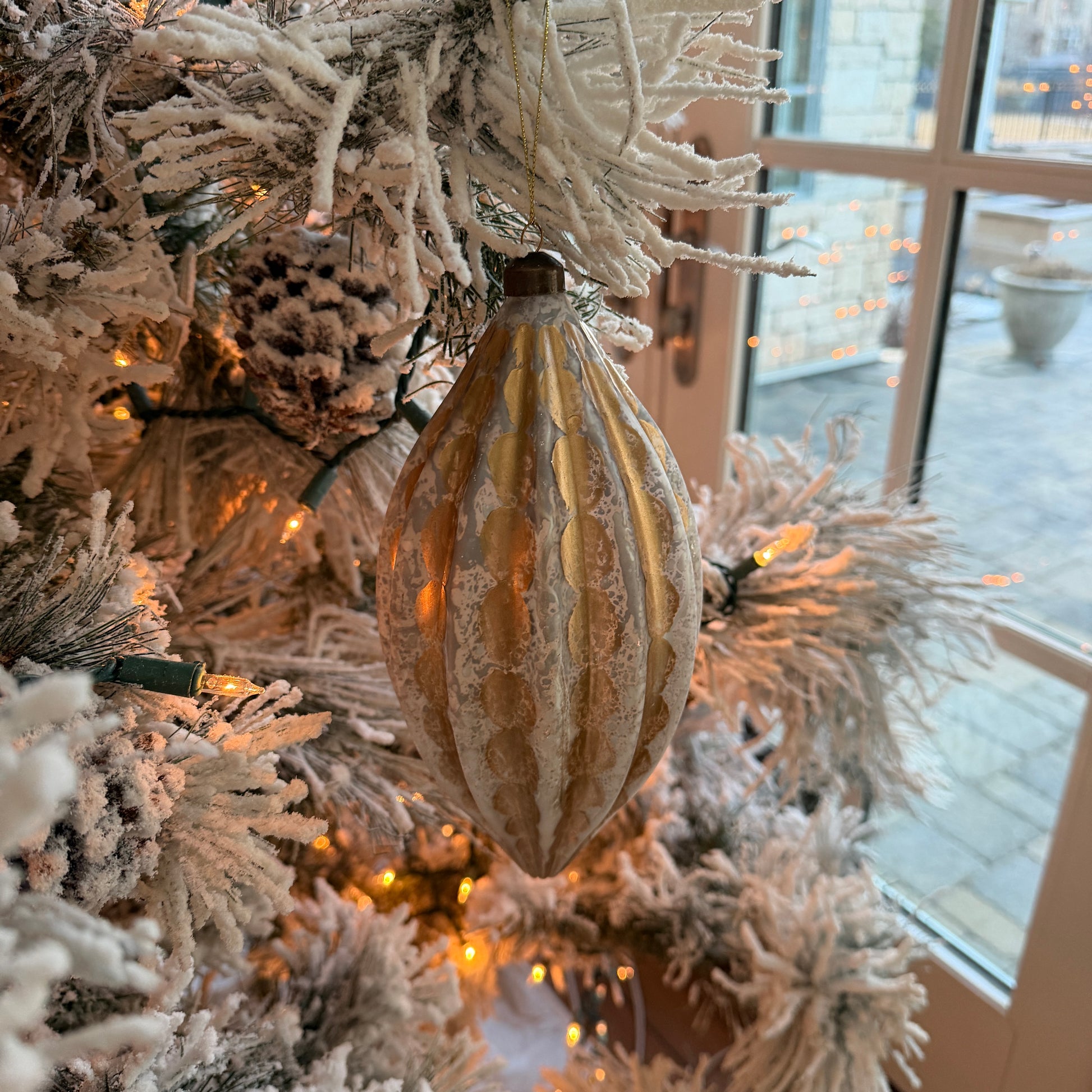 Silver and Gold Drop Ornament 9 Inch - Christmas Tree Decor