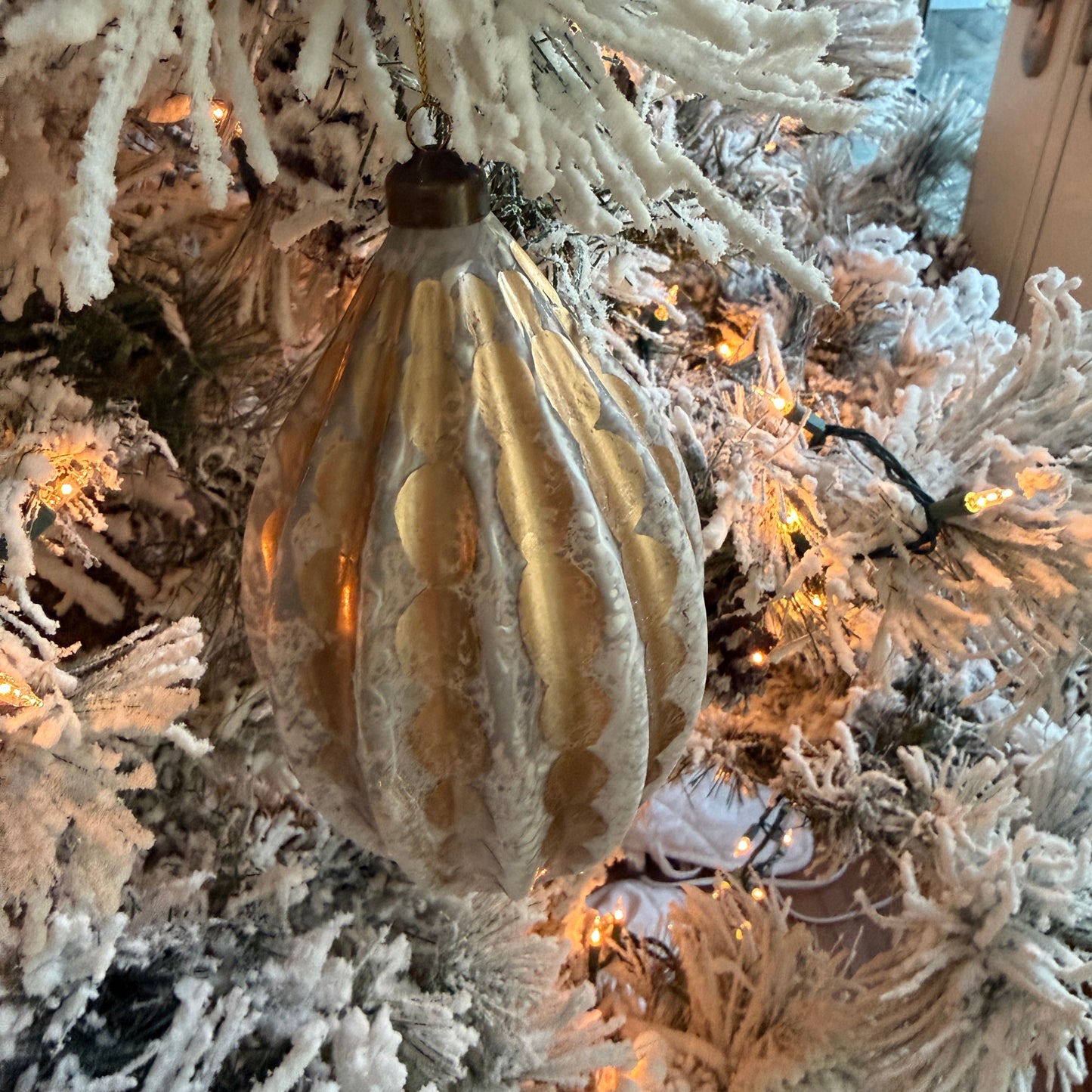 Silver and Gold Drop Ornament 9 Inch - Christmas Tree Decor