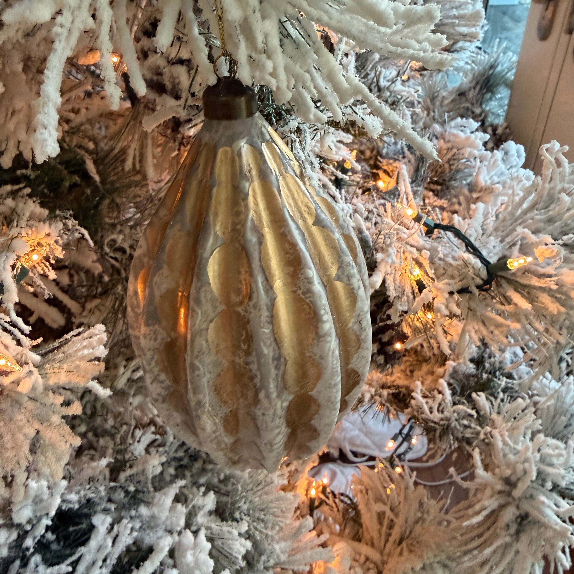 Silver and Gold Drop Ornament 9 Inch - Christmas Tree Decor