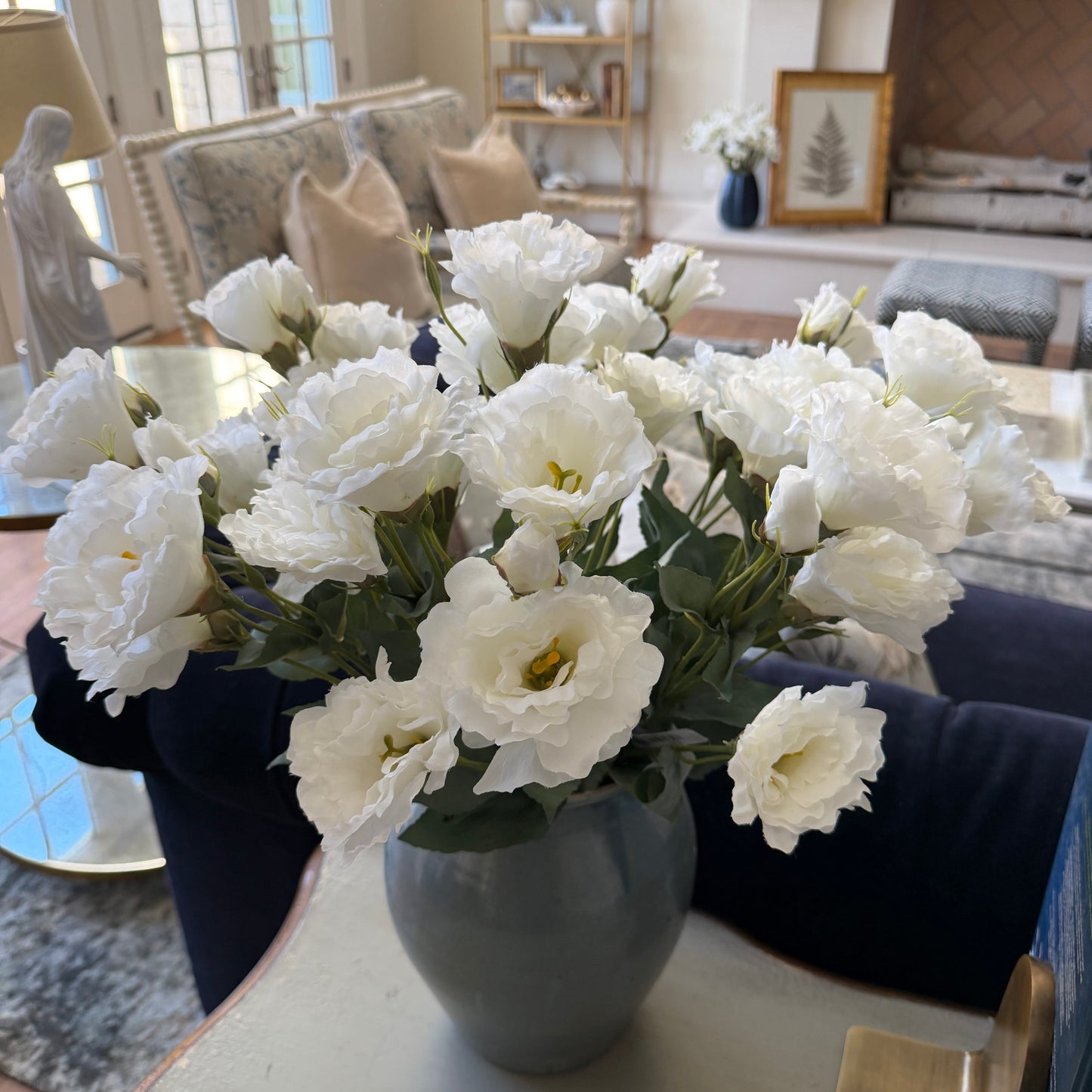 White Lisianthus Spray | 21" Faux Floral Stem | Artificial Flower