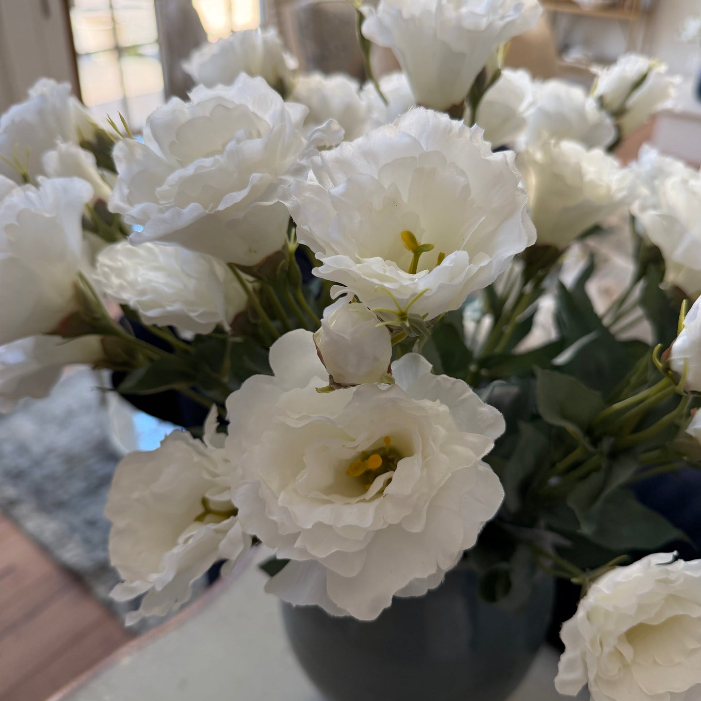 White Lisianthus Spray | 21" Faux Floral Stem | Artificial Flower