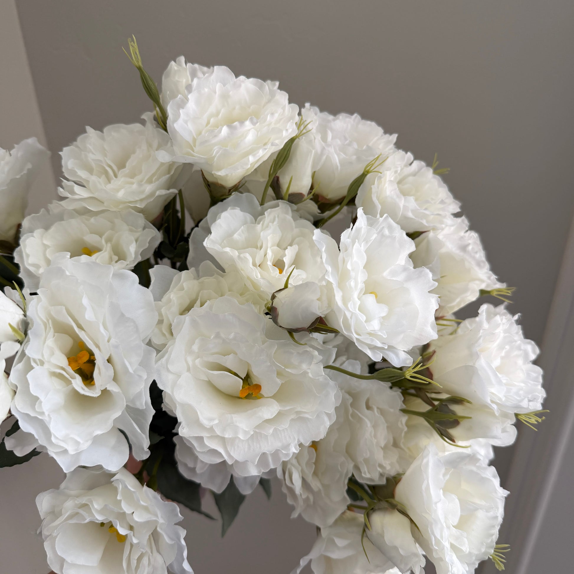 White Lisianthus Spray | 21" Faux Floral Stem | Artificial Flower