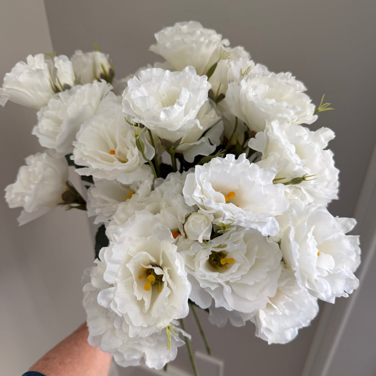 White Lisianthus Spray | 21" Faux Floral Stem | Artificial Flower
