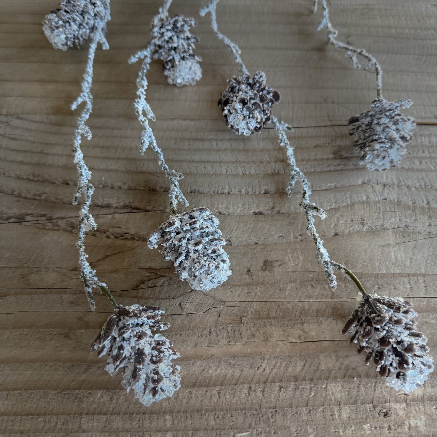 40" Frosted Snowy Pinecone branch