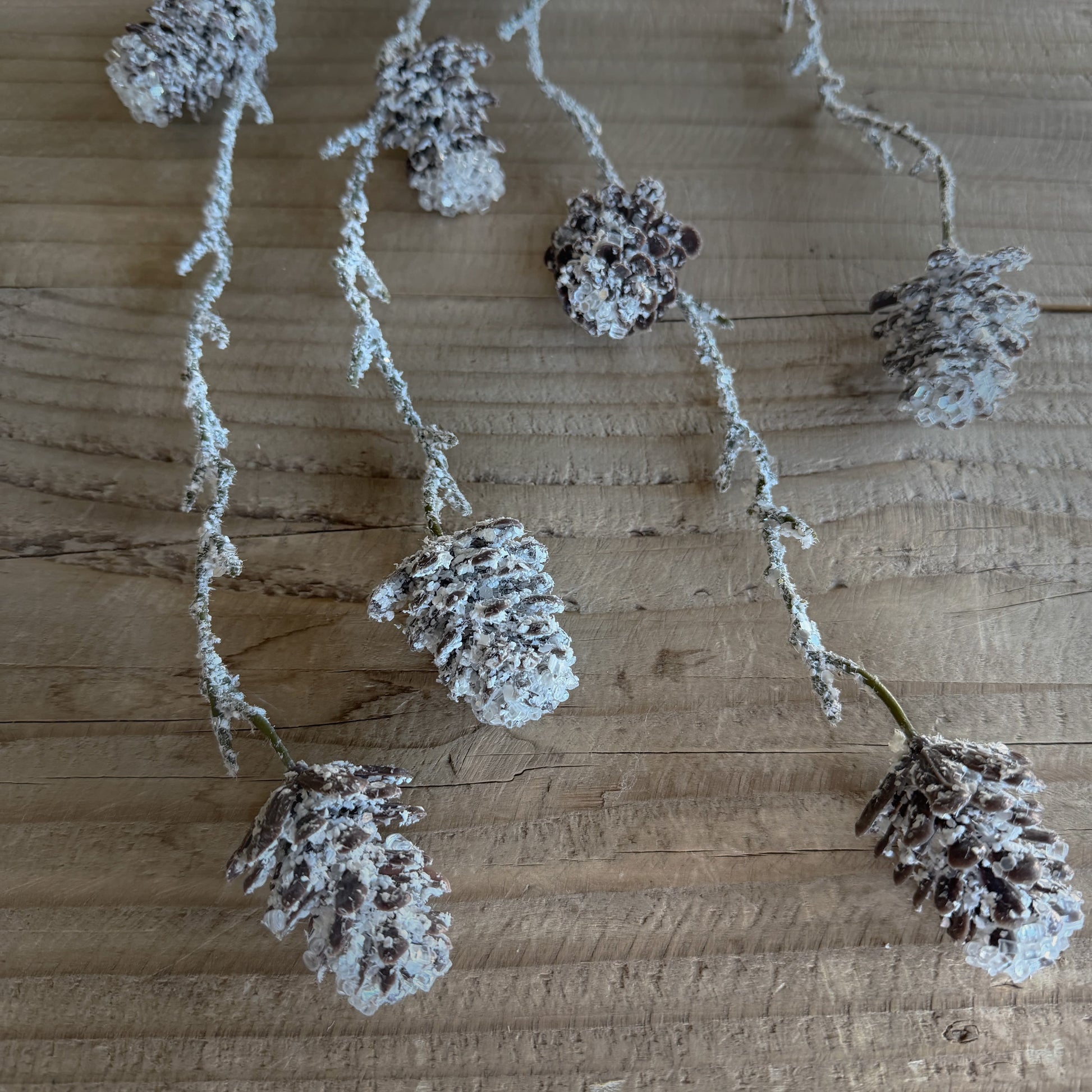 40" Frosted Snowy Pinecone branch