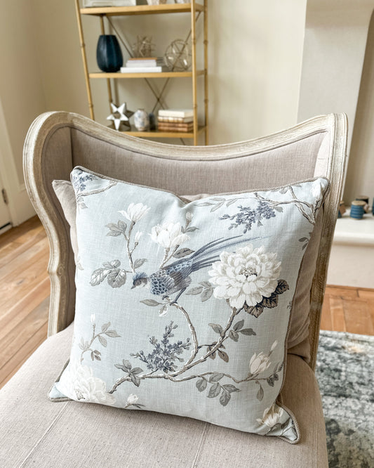 Jubliee Dove French Blue and Taupe 24x24 Pillow