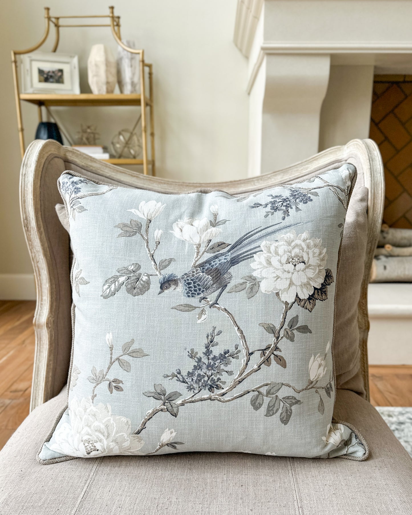 Jubliee Dove French Blue and Taupe 24x24 Pillow