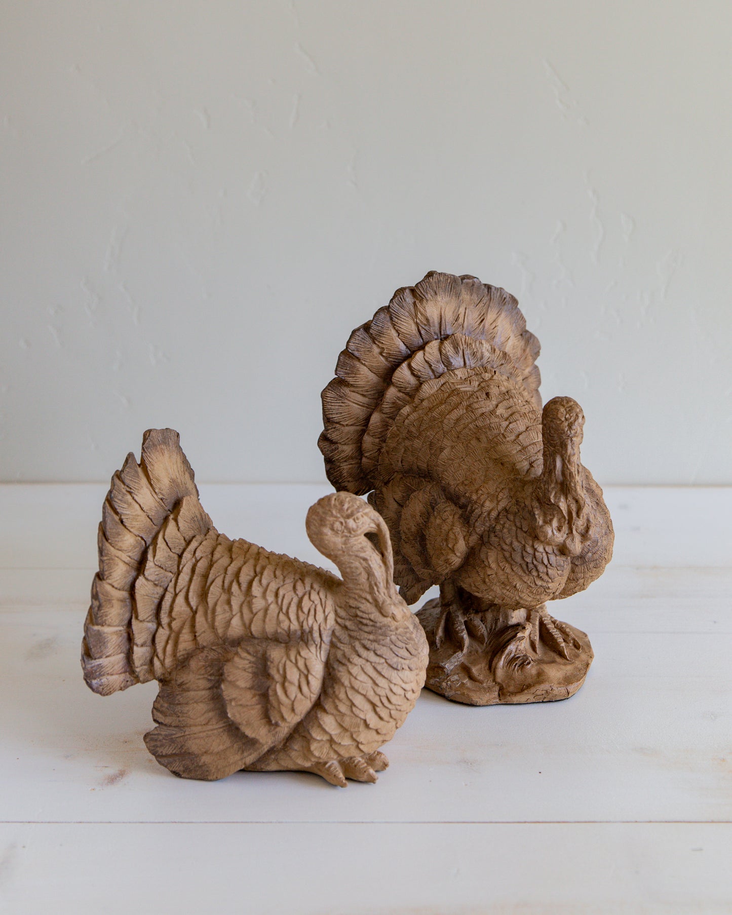 Set of 2 Resin Standing Turkeys