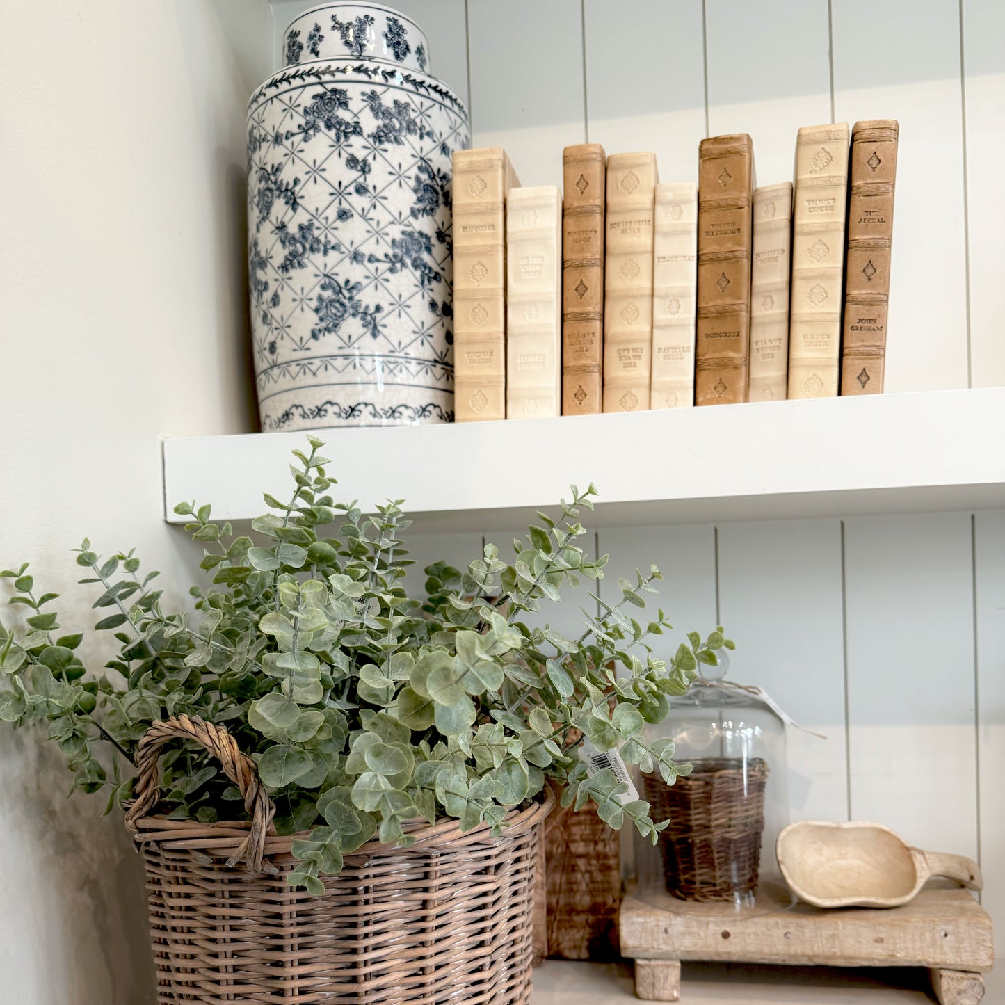 Green Gray Eucalyptus Bush 17.5" - 7 Stem Artificial Greenery