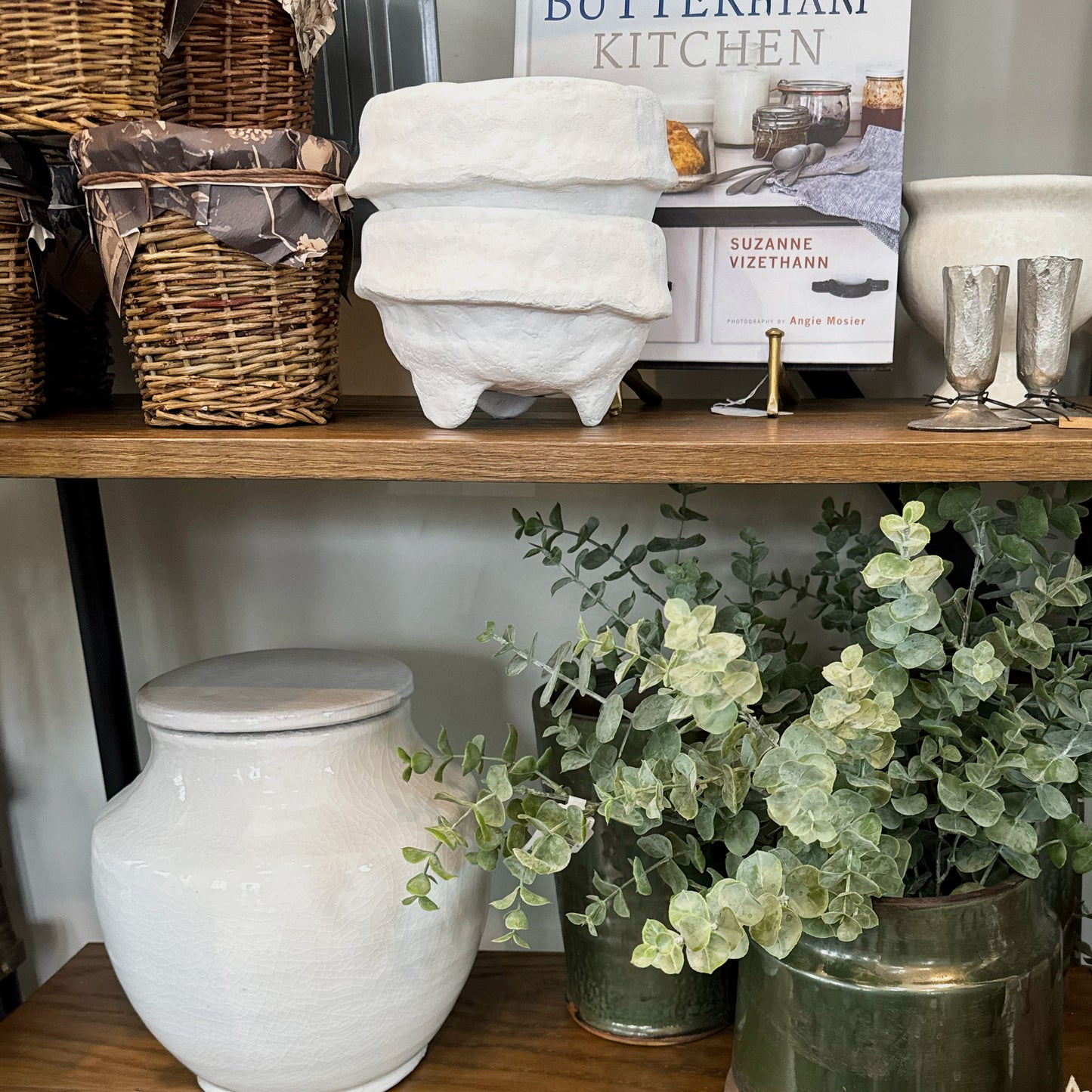 Green Gray Eucalyptus Bush 17.5" - 7 Stem Artificial Greenery