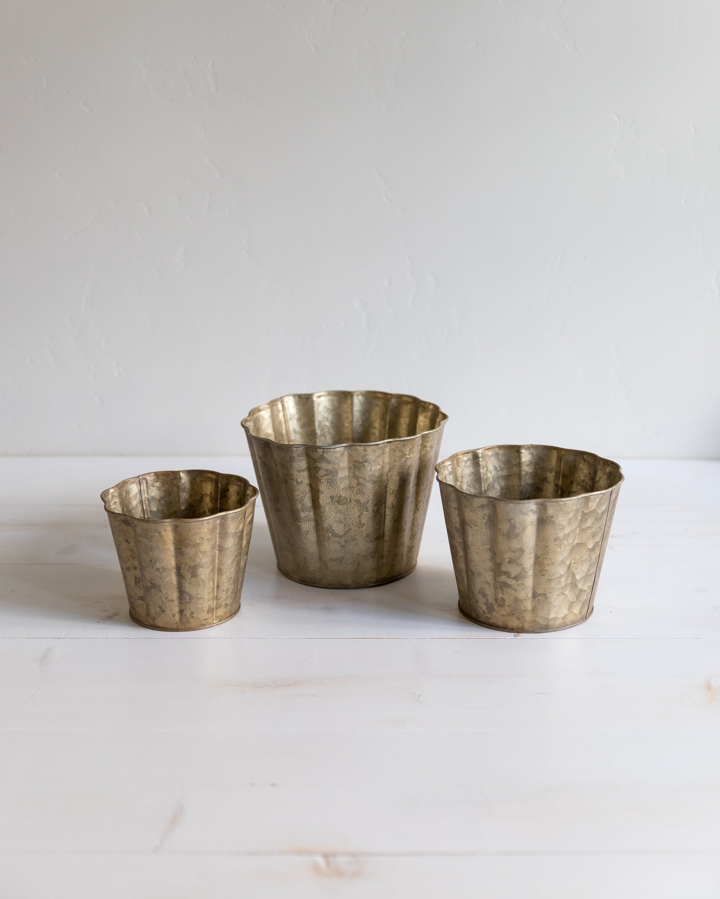 Gold Metal Scalloped Planters - 6 Sizes