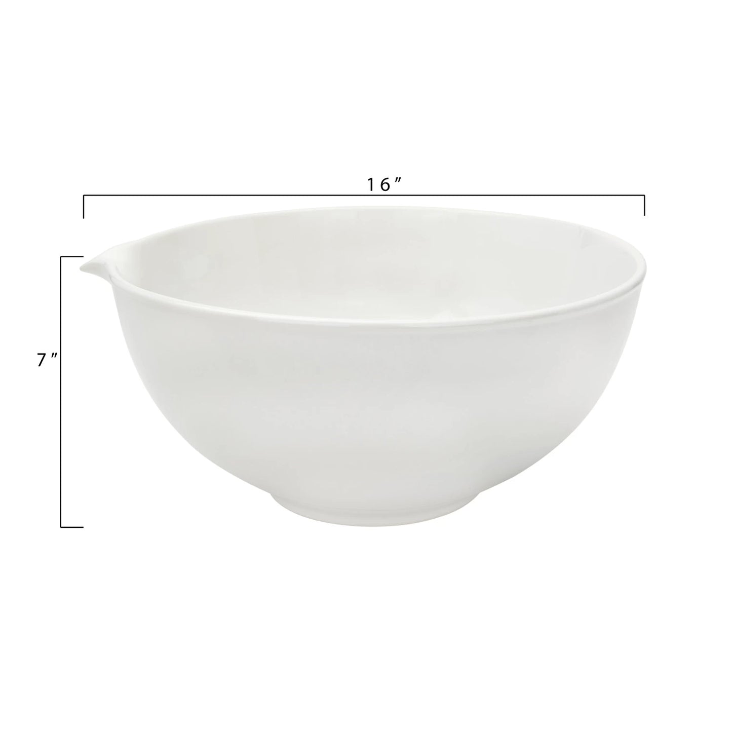 Antique white stoneware bowl with dimensions