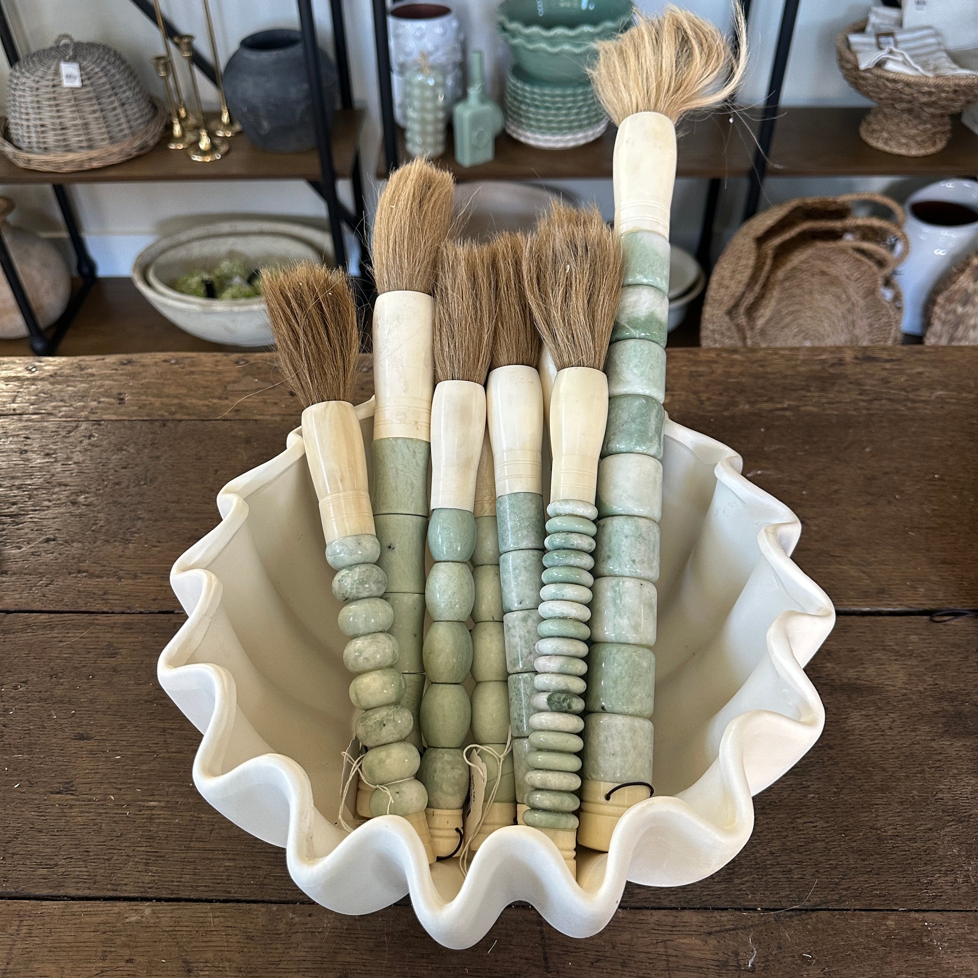 Large Cylindrical Jade Calligraphy Brushes