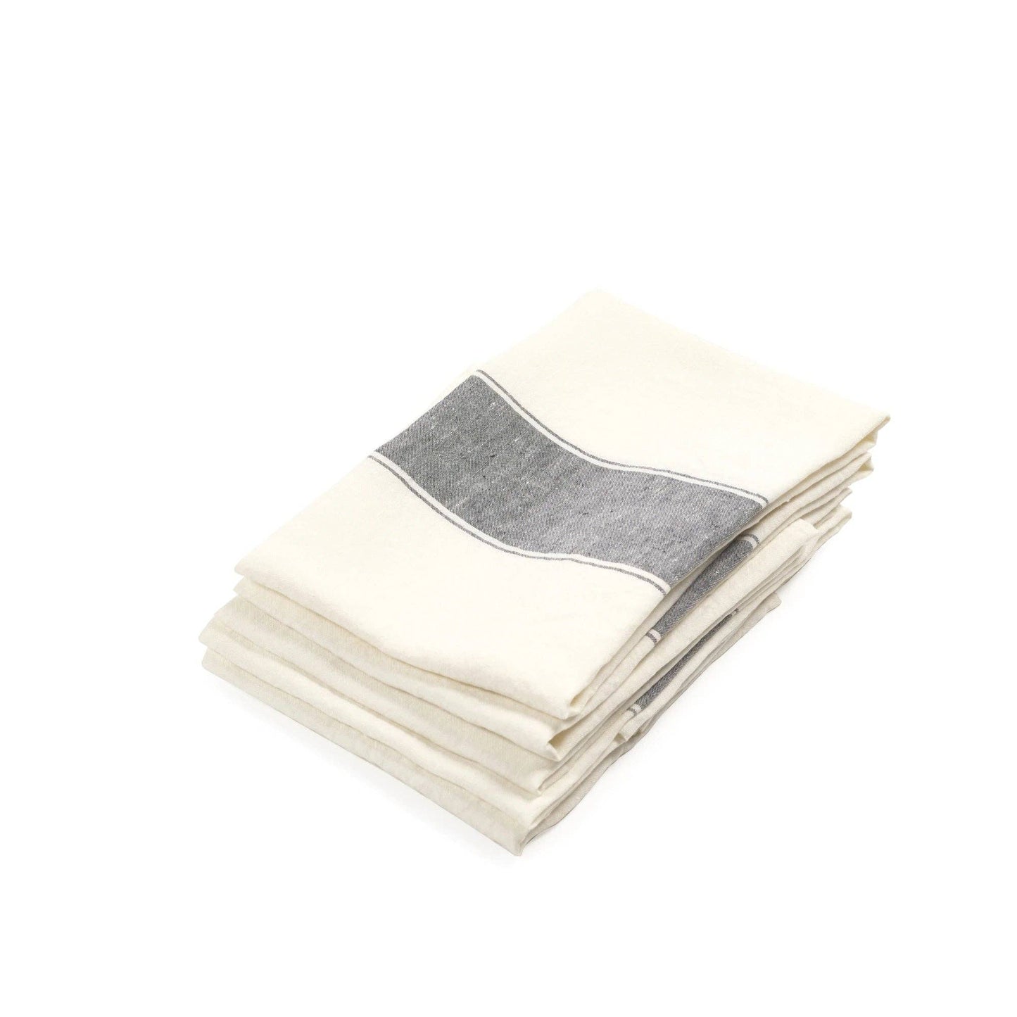 Libeco Belgian Linen Tea Towel 27" x 27" - Ajaccio Stripe, Black