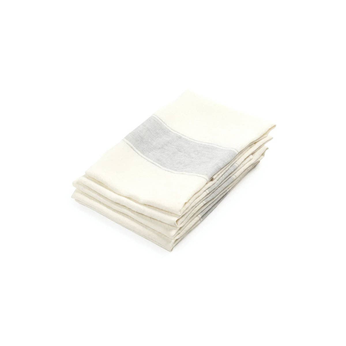 Libeco Belgian Linen Tea Towel 27" x 27" - Ajaccio Stripe, Grey