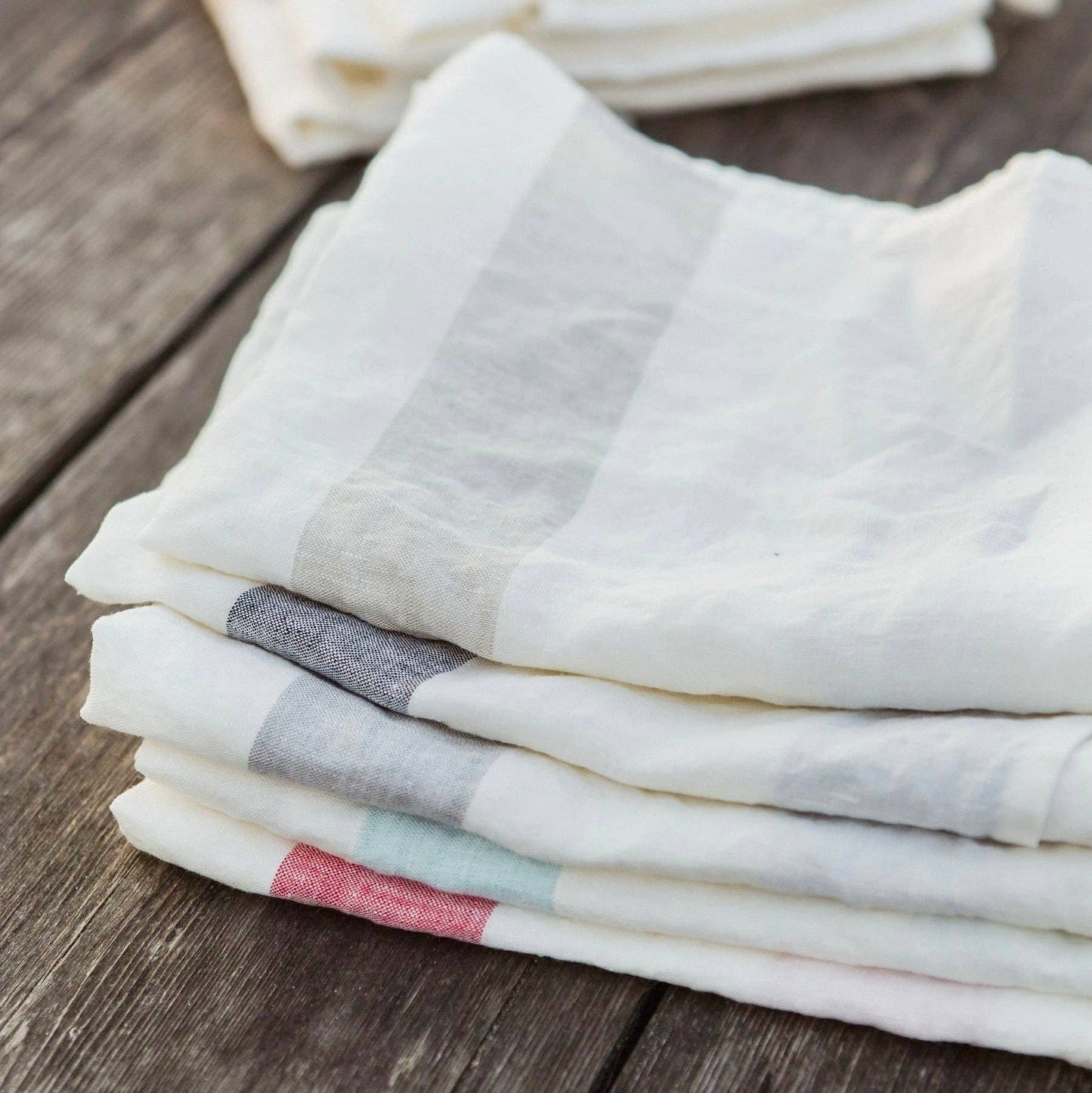 Libeco Porticcio Belgian Linen Tea Towel 27" x 27" - Red Stripe