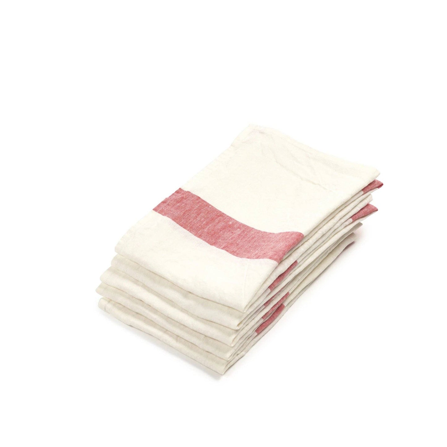 Libeco Porticcio Belgian Linen Tea Towel 27" x 27" - Red Stripe