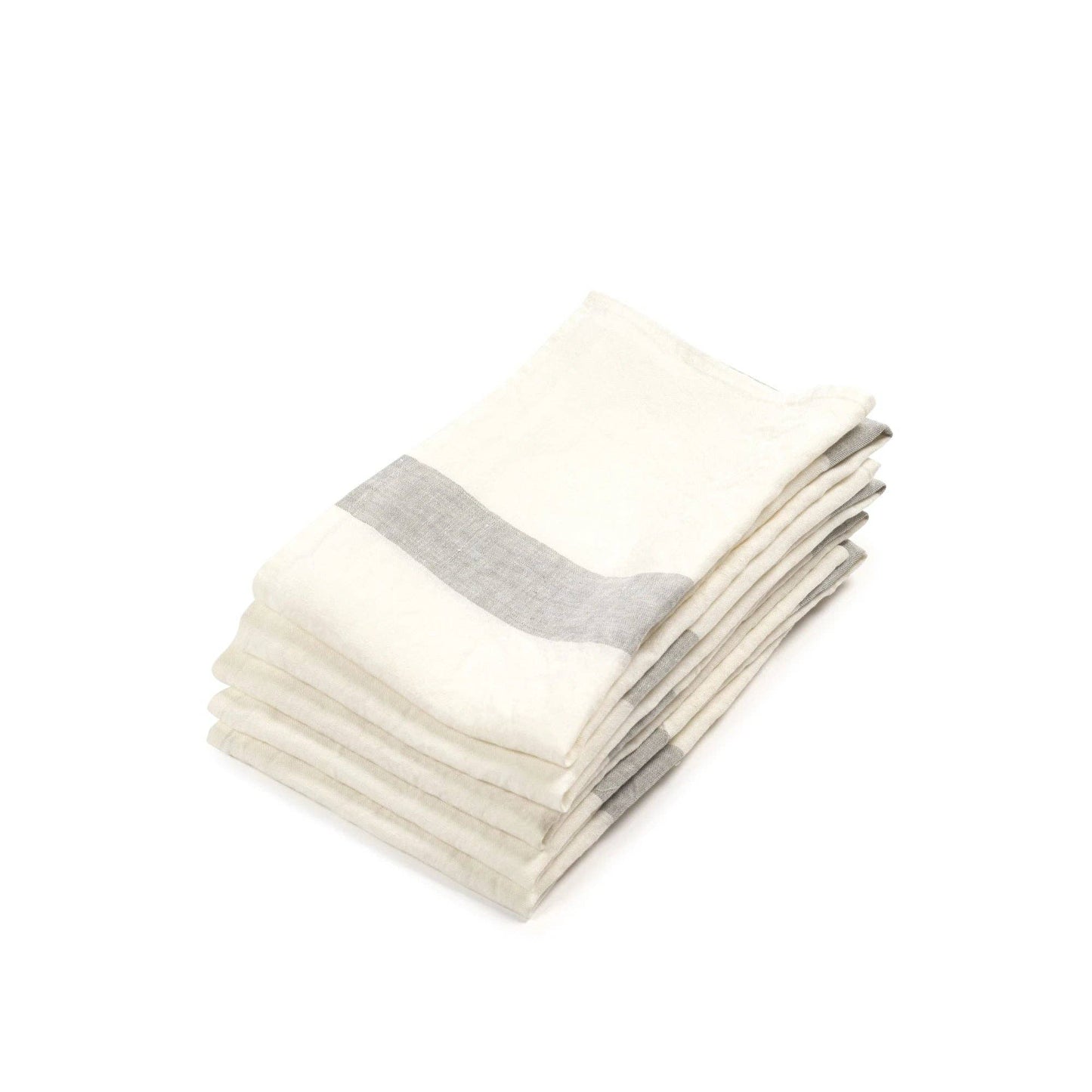 Libeco Porticcio Belgian Linen Tea Towel 27" x 27" - gray stripe