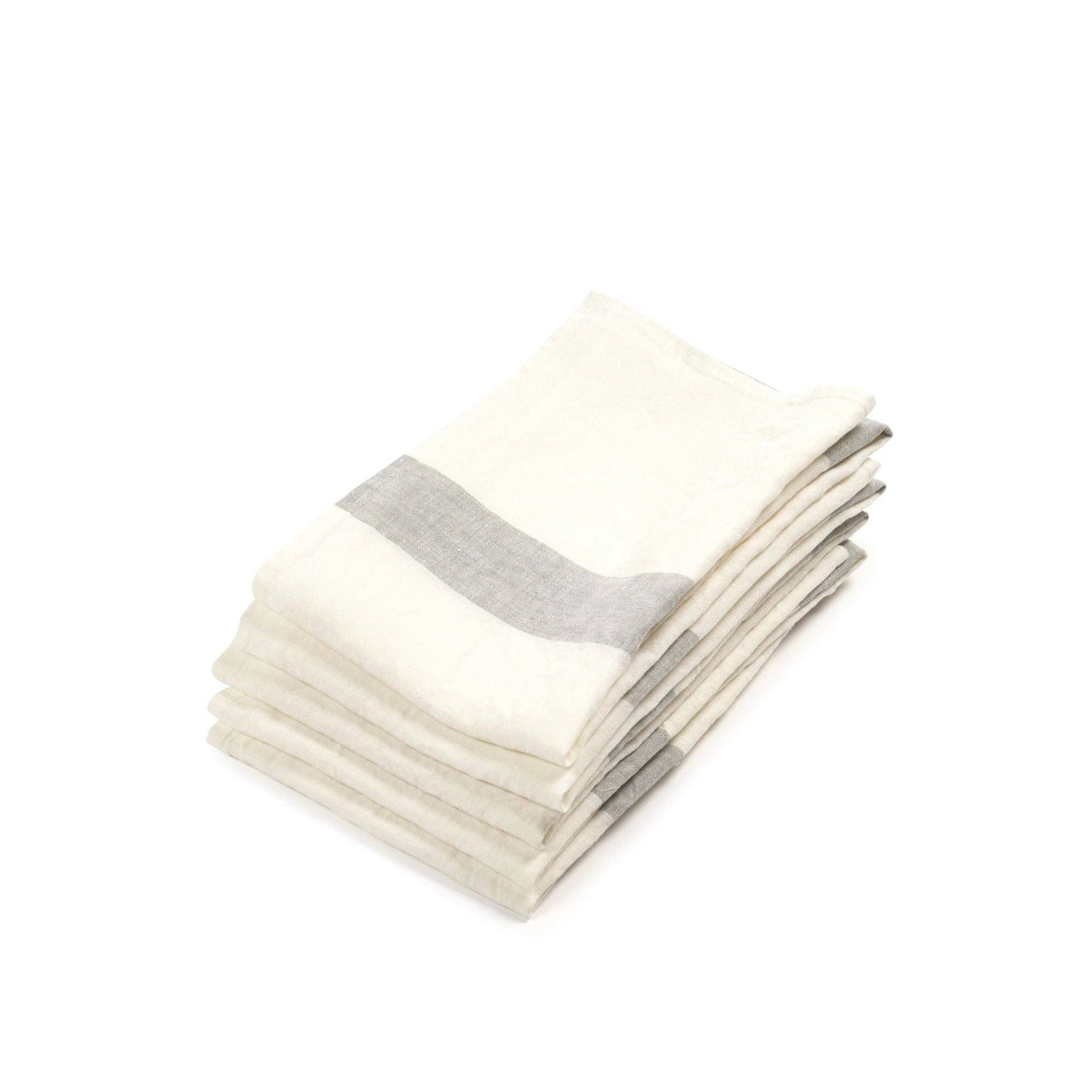 Libeco Porticcio Belgian Linen Tea Towel 27" x 27" - gray stripe