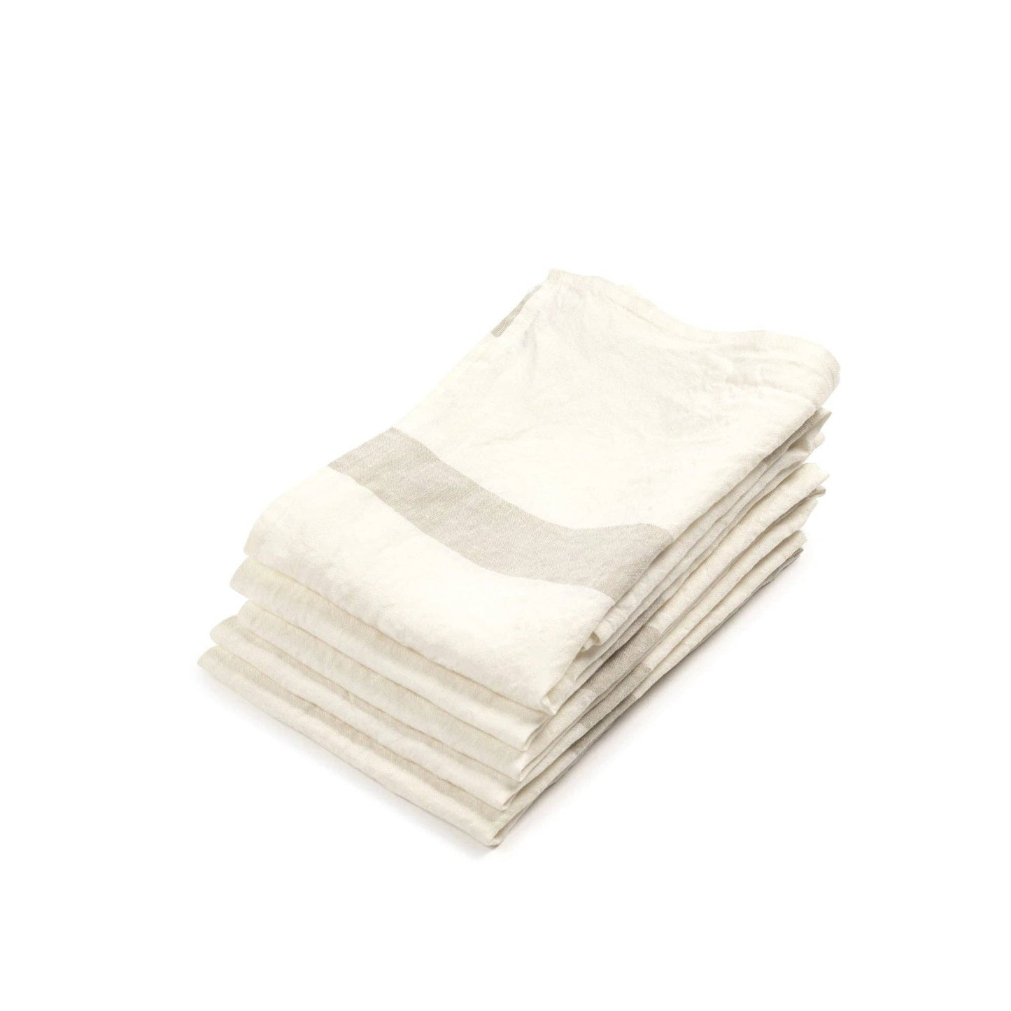 Libeco Porticcio Belgian Linen Tea Towel 27" x 27" - Neutral Stripe 
