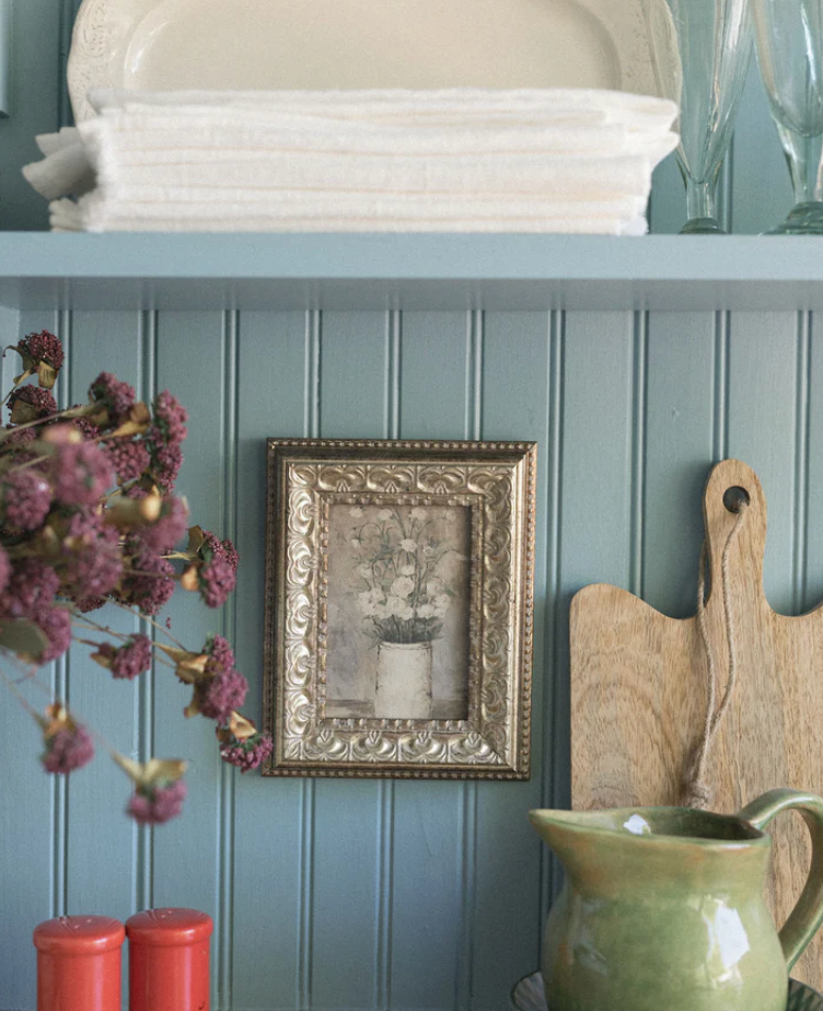 Long Stem White Roses Framed Vintage Art