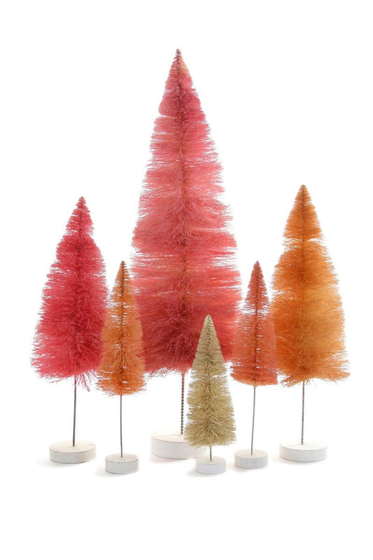 Cody Foster Bottle Brush Rainbow Christmas Trees - Set of 6 - Multiple Colors