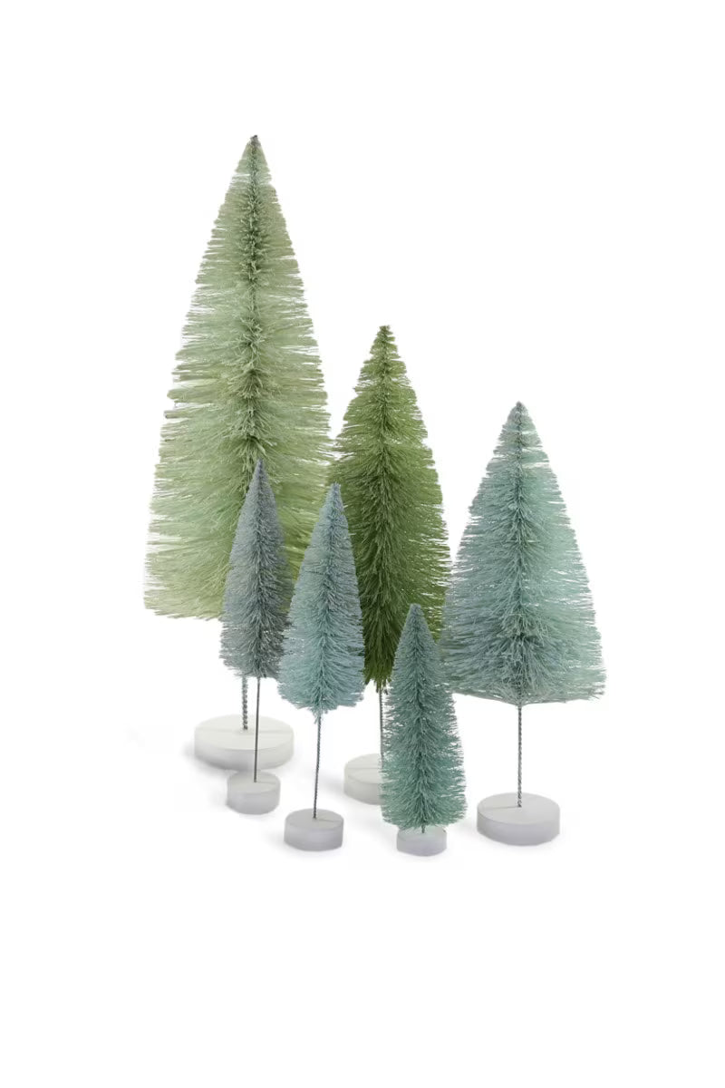 Cody Foster Bottle Brush Rainbow Christmas Trees - Set of 6 - Multiple Colors