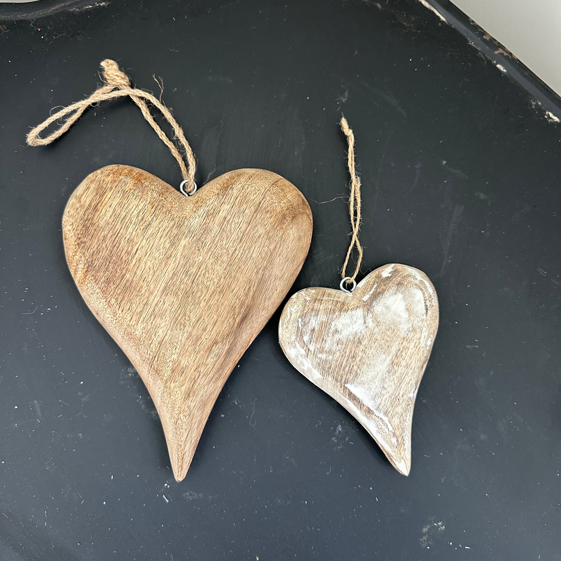Mango Wood Hearts in Two Sizes/Colors