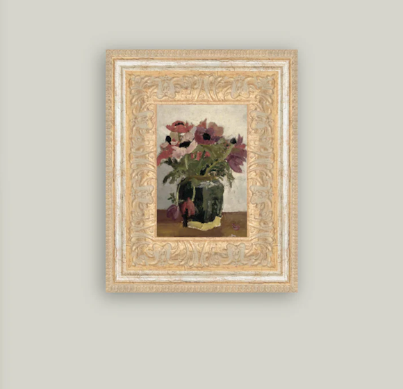 Mauve Floral Framed Vintage Art