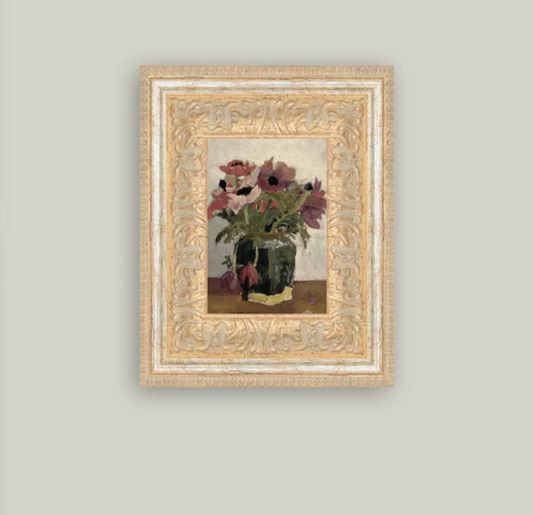 Mauve Floral Framed Vintage Art