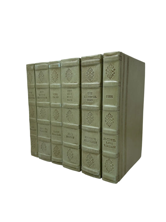 Mossy Green Leather Bound Vintage Looking Decorative Books