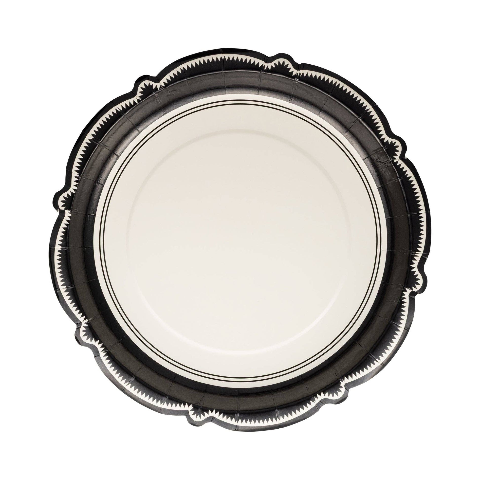Decorative plate with black rim on a white background