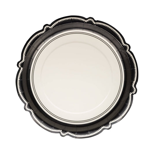 Decorative plate with black rim on a white background