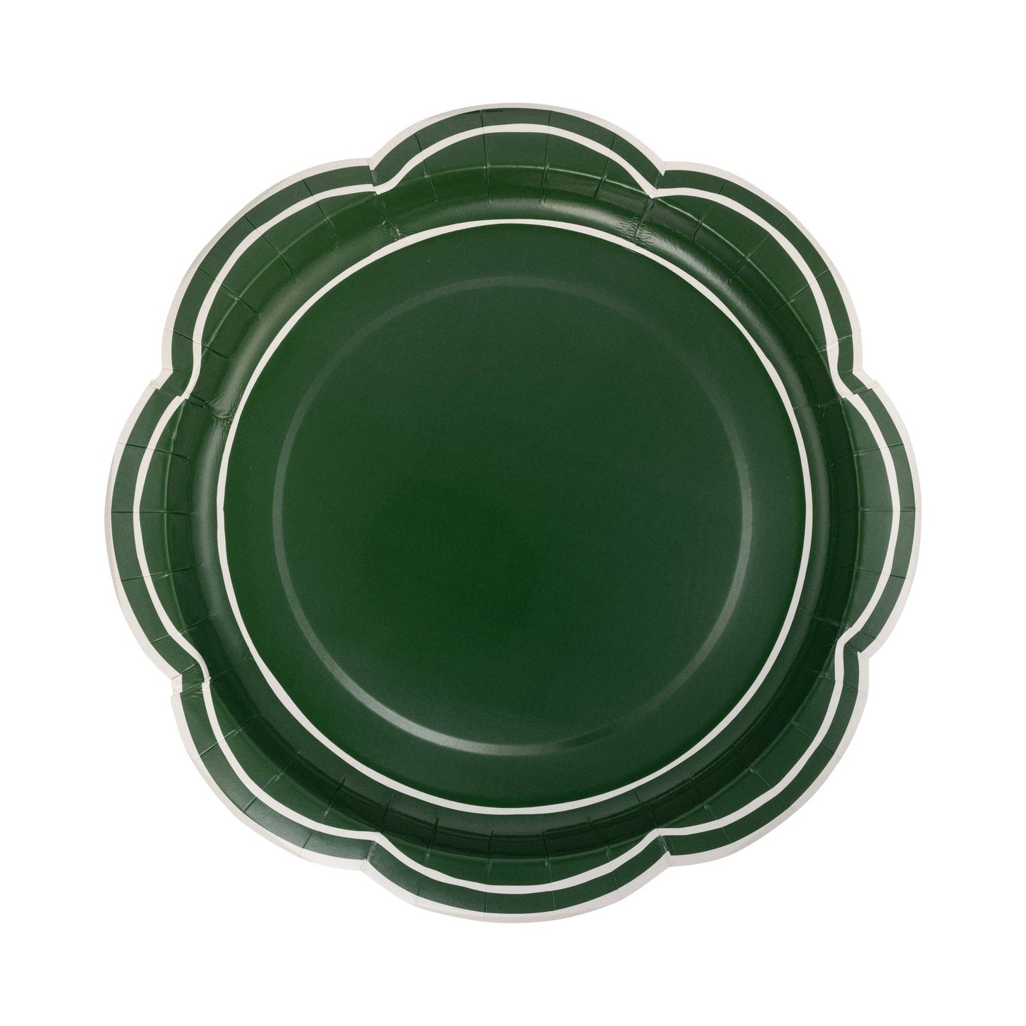 Green scalloped-edge plate on a white background