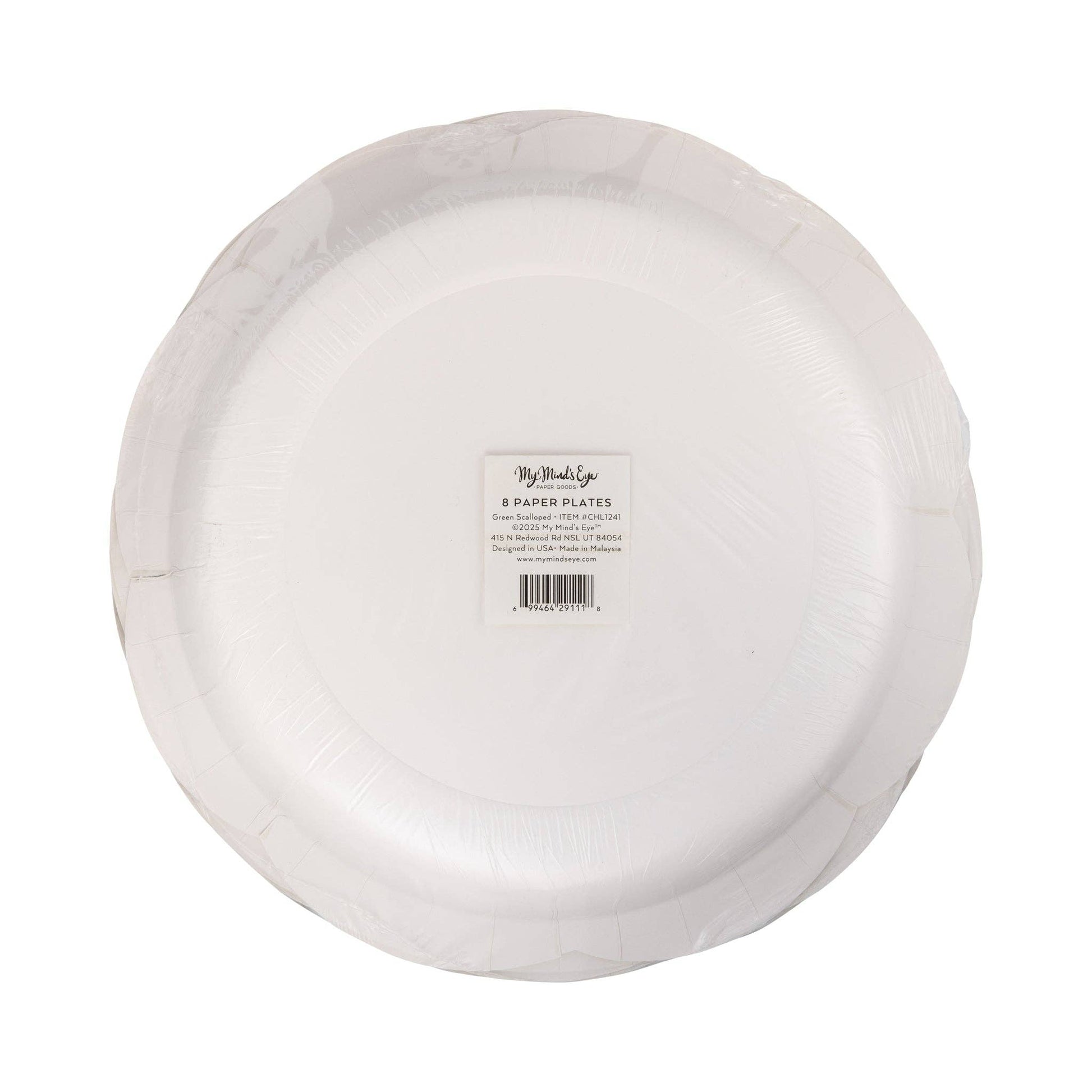 White paper back plate with a visible brand label on a white background