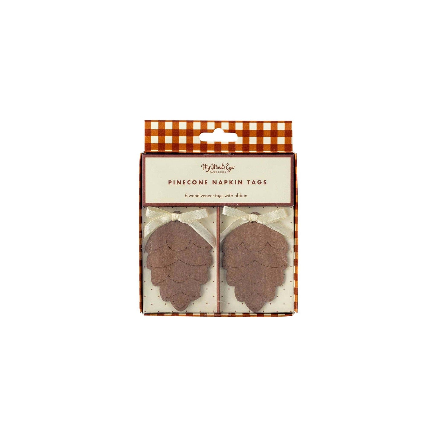 Pack of pinecone-shaped napkin tags 