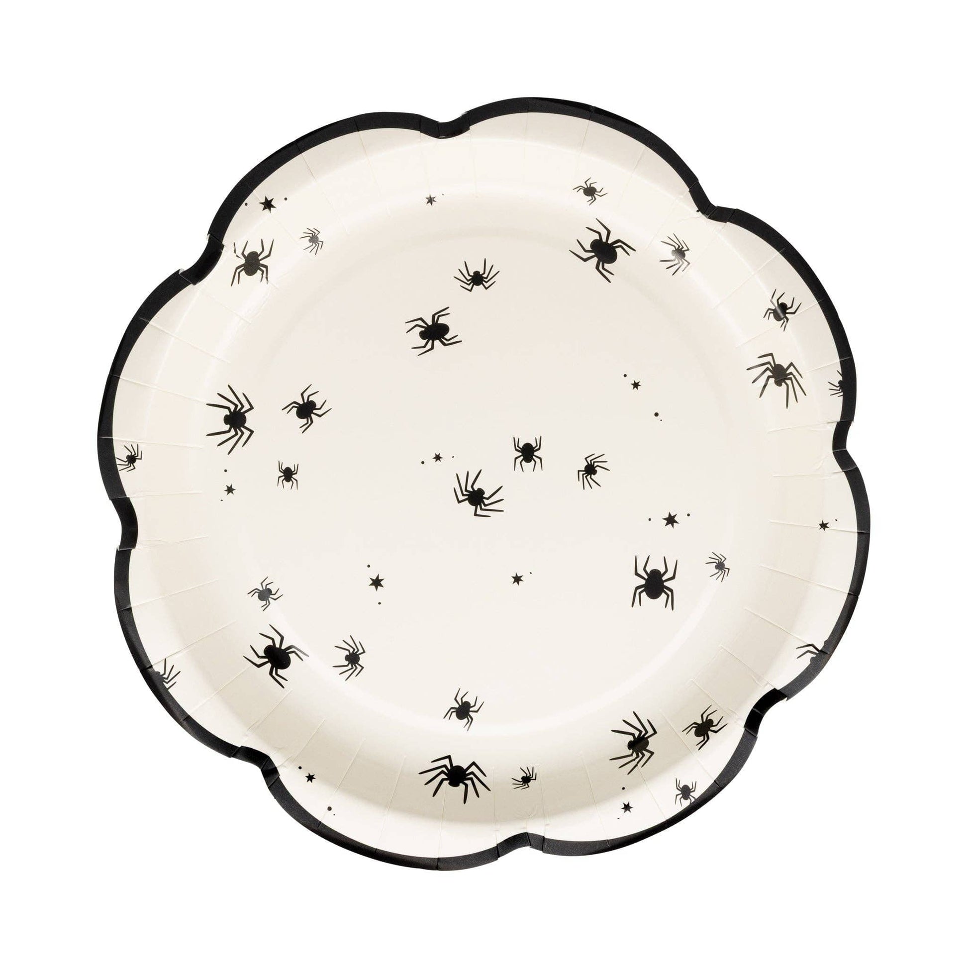 Decorative plate with spider design on a white background
