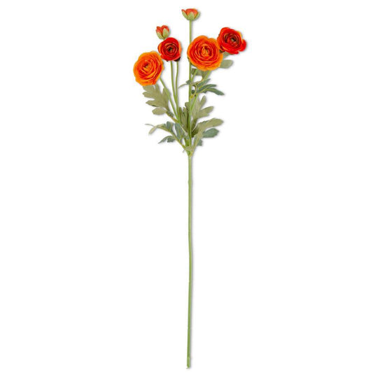 Orange Ranunculus Spray 26" - Artificial Flower Stem