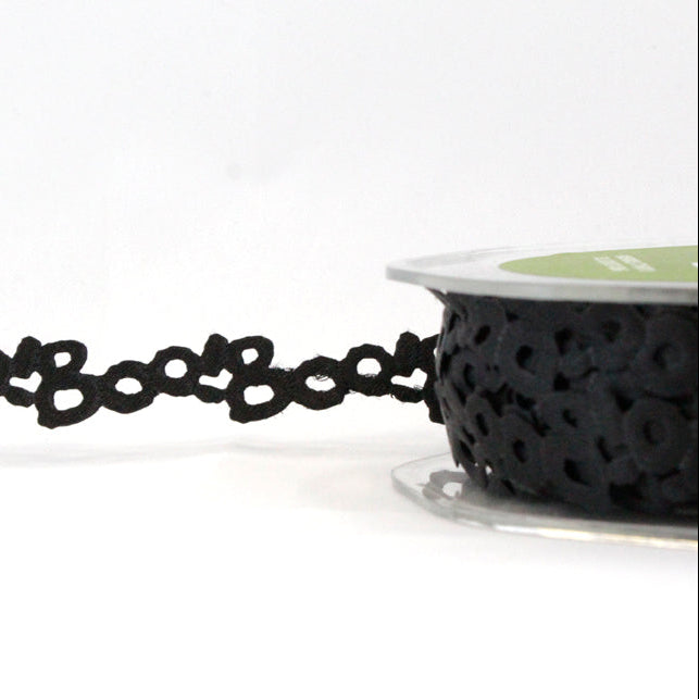 Original Satin Cut Out Banner Ribbon - Boo and Ghost Pattern