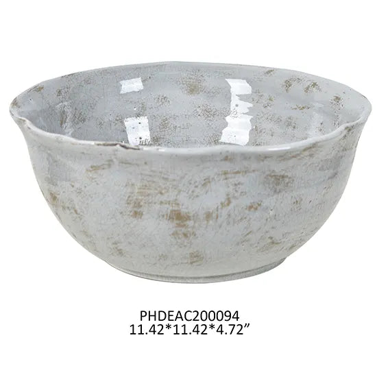 Scalloped Edge Cracked Glaze Bowl