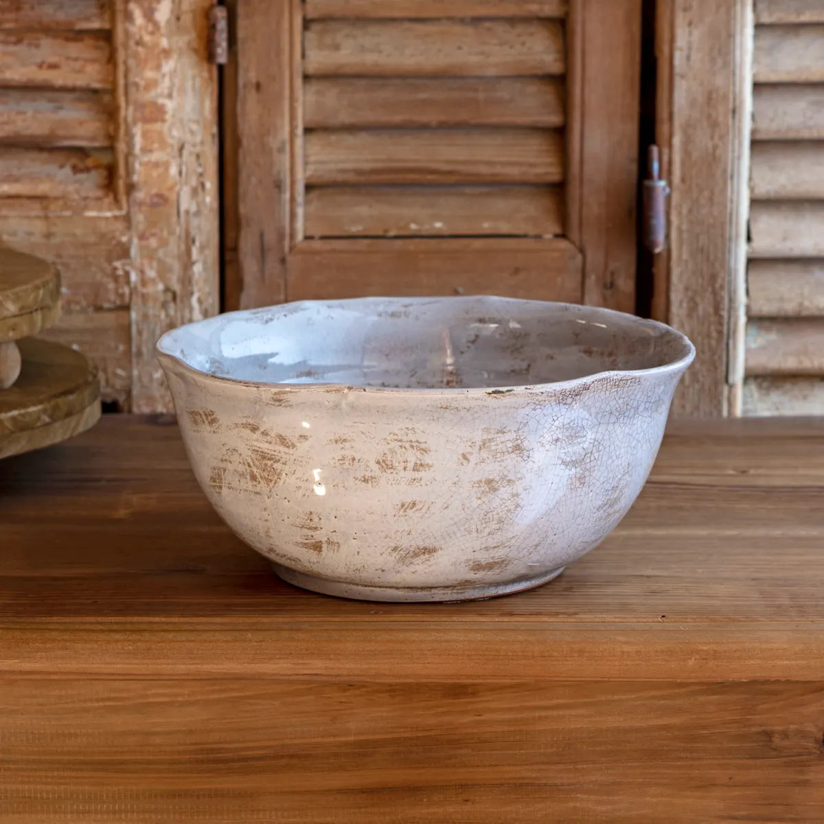 Scalloped Edge Cracked Glaze Bowl