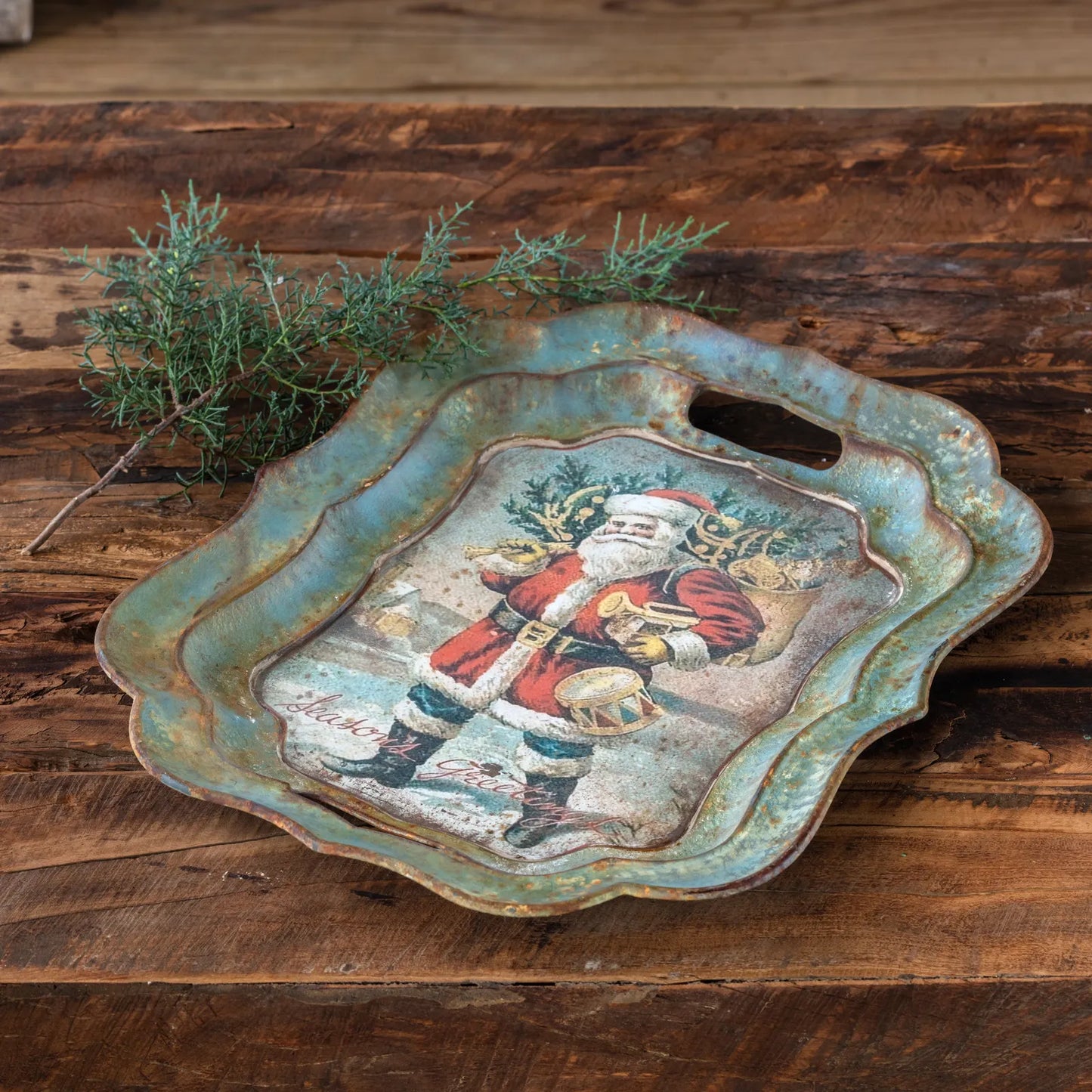 SANTA BEARING GIFTS TRAY