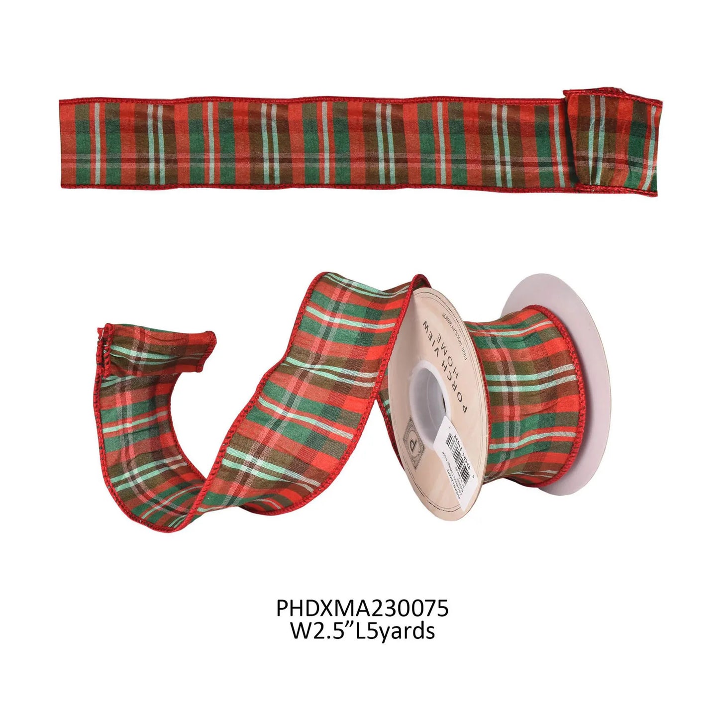 Christmas Cottage Plaid Ribbon 2"