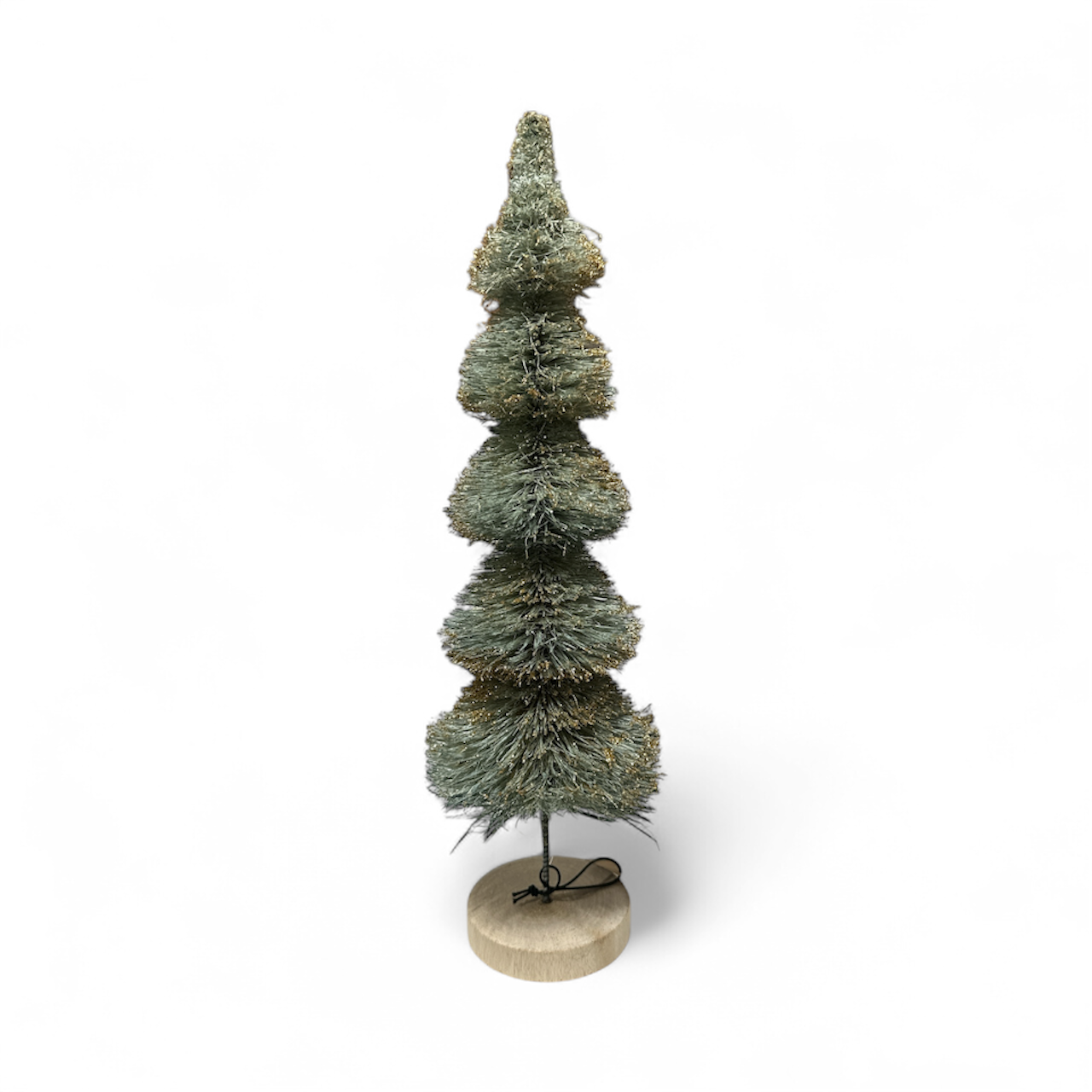 Sisal Bottle Brush Tree with Gold Glitter & Wood Base, Mint Color