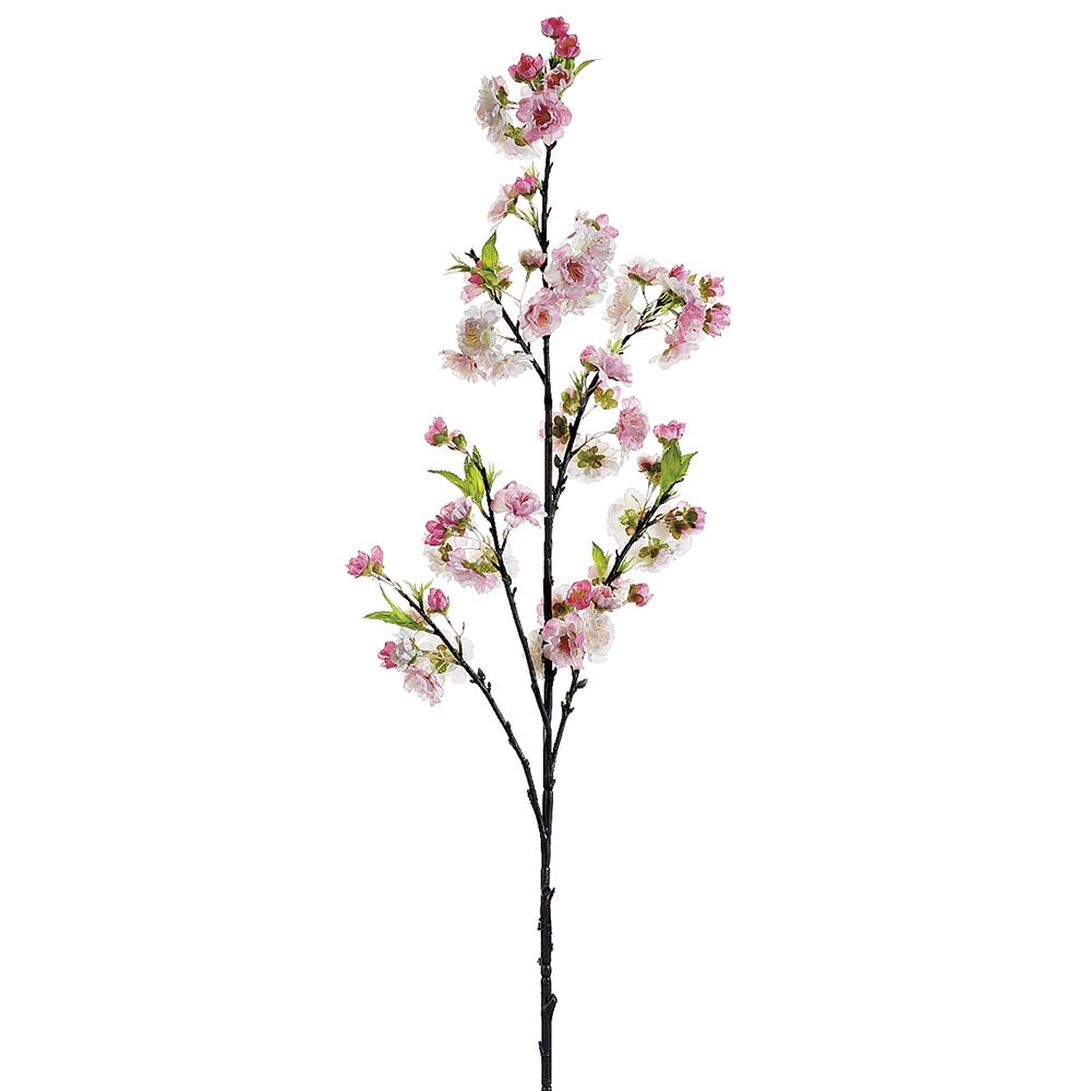 A artificial cherry blossom spray with pink flowers, 45 inches tall.