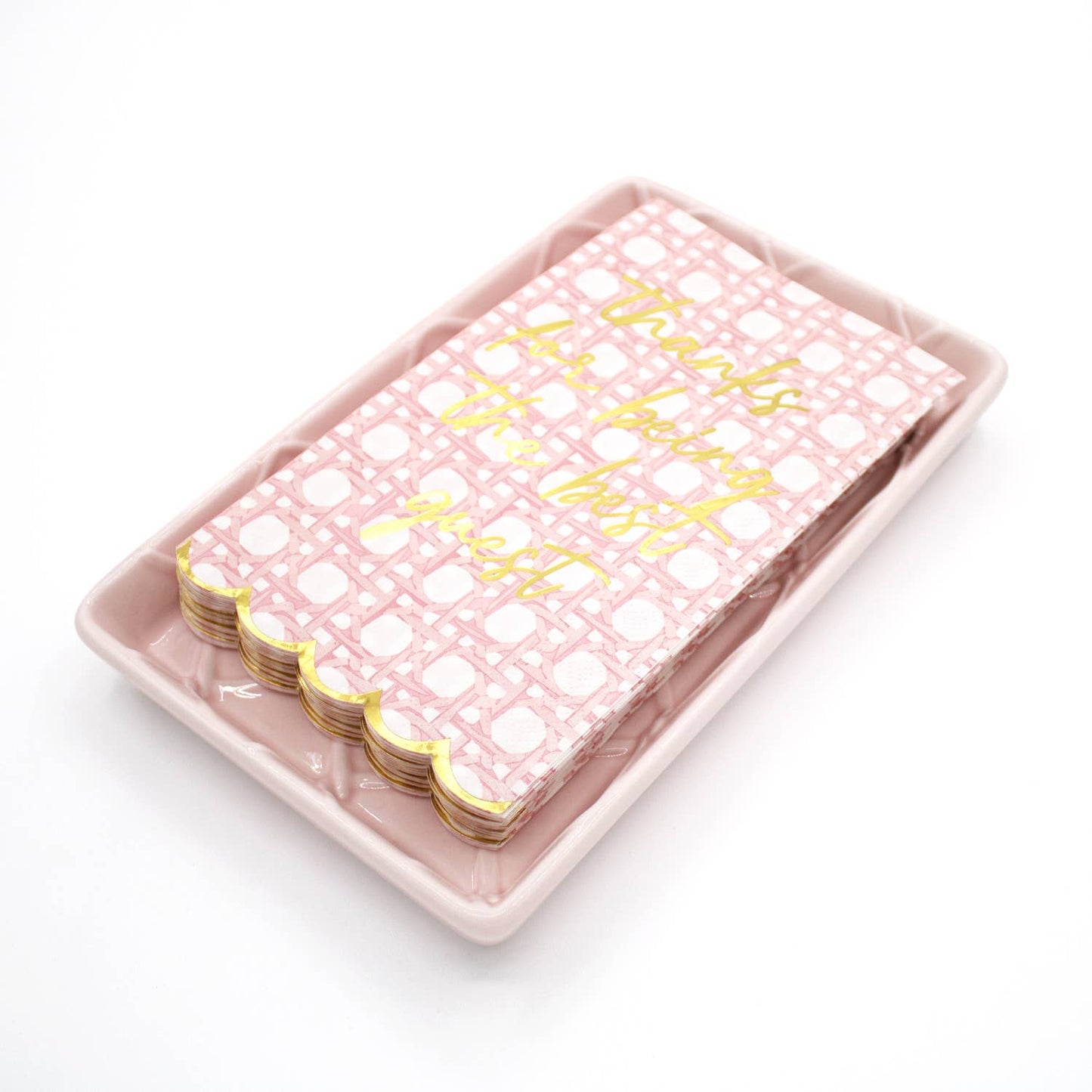 Pink Textured Guest Towel  napkin Tray