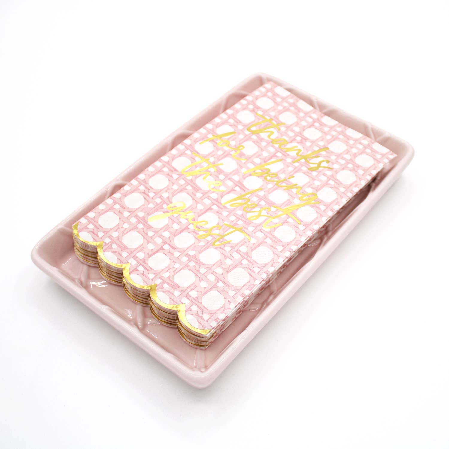 Pink Textured Guest Towel  napkin Tray