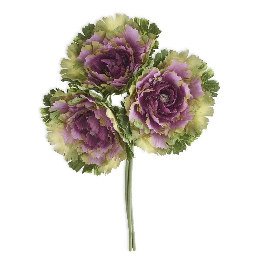 Purple Cabbage Bundle 11.5" - 3 Stems Artificial Flower